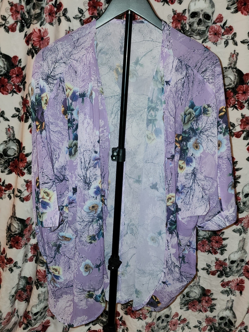 Lavender Floral Kimono Jacket - Women's Lightweight Cover-Up